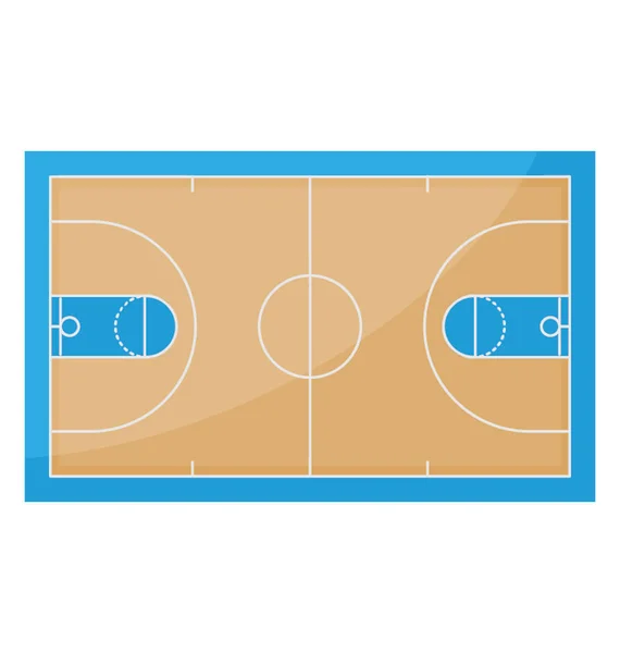 Het Pictogram Van Een Vector Verdieping Van Lege Basketbalveld — Stockvector