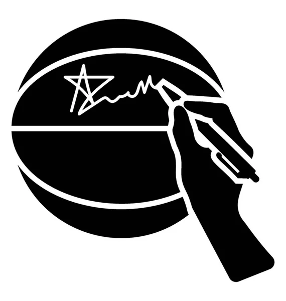 Stylo Main Autographe Sur Basket — Image vectorielle