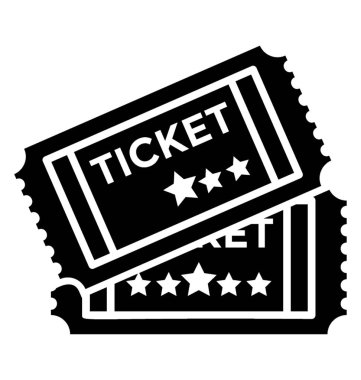 Bir giriş bilet glif vektör simgesi tasarım