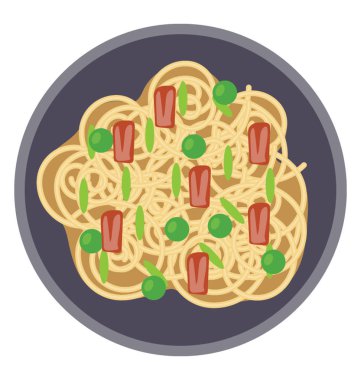 Spagetti makarna yemek yemek için bir servis tabağı 