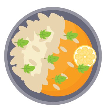 Geleneksel mutfağı resmeden bir tabak içinde Asya gıda 