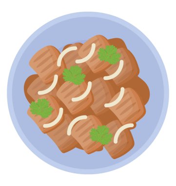 Sığır eti yığın ızgara sığır eti tasvir kaydırılan noodles ile 