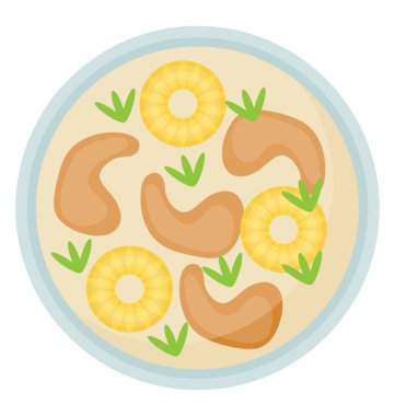 Kızarmış karides yumurta yan çizgisi ile bir akşam yemeği plaka