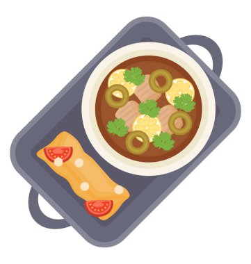 Zeytin sos ekmek ile akşam yemeği yemek için rulo 