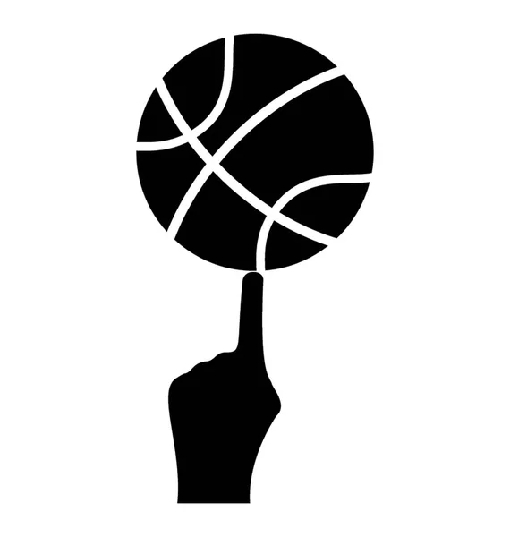 Icono Vista Baloncesto Girando Mano Sobre Fondo Blanco — Vector de stock