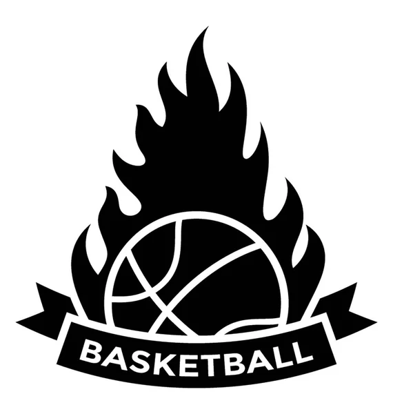 Иконный Вектор Баскетбольного Мяча Покрытый Огненным Пламенем Пламенем Баскетбола — стоковый вектор