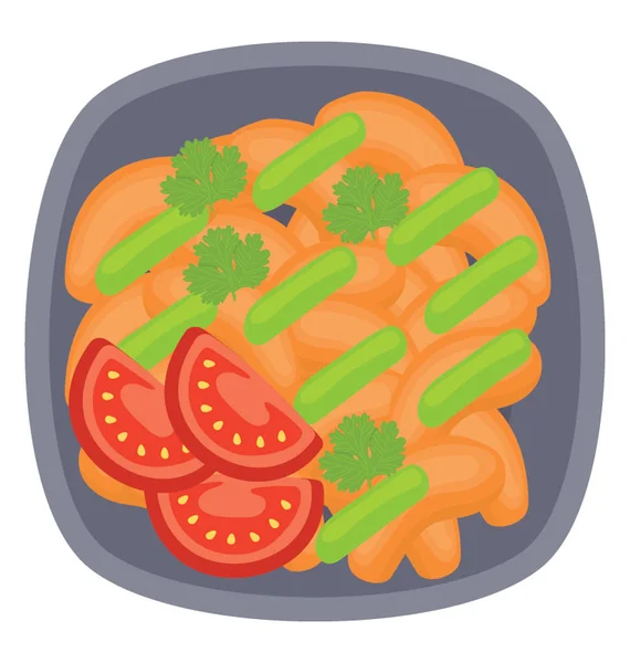 Chicken Croquettes Fried Having Fresh Veggies Topping — Stock Vector