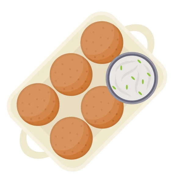 圆形肉饼用作晚餐的副业 — 图库矢量图片