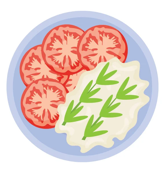 Salada Tomate Com Creme Representando Tomates Mexidos — Vetor de Stock