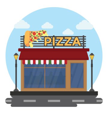 Bir restoran pizza resimli pizza dükkanı gösterilen 