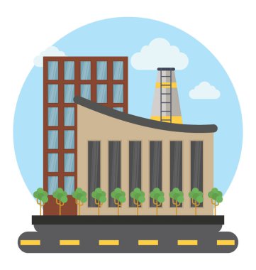 Yüksek bir binanın sanayi olarak bilinen birden çok kat sayısı ile 