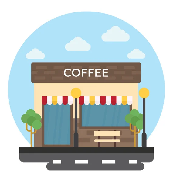 Coffee Shop Calm Road Place — Stock Vector