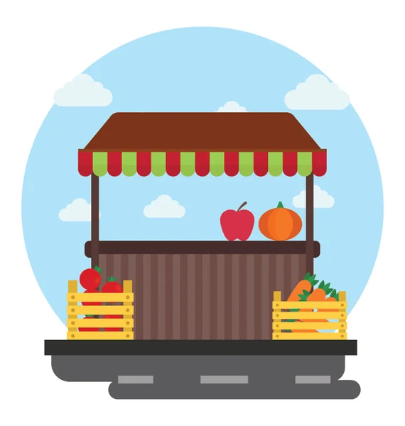Fresh Fruits Placed Stall Depicting Fruit Shop — Stock Vector