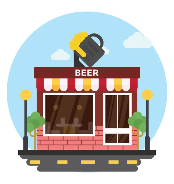 Edificio Tienda Con Cerveza Que Representa Bar Cerveza — Vector de stock