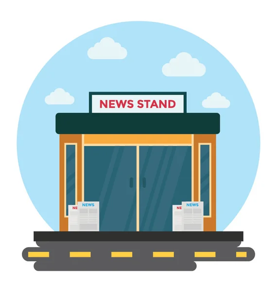 Outdoor Spot Newspapers Depicting News Stand — Stock Vector