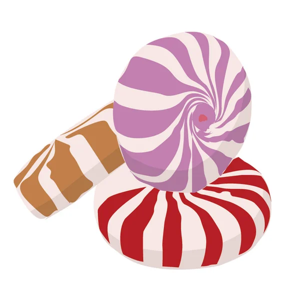 Striped Candies Multicolor Sweets Called Swirl Candies — Stock Vector