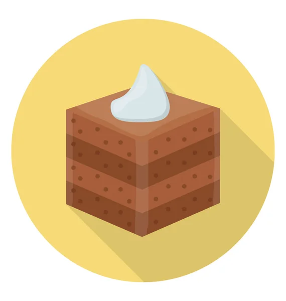 Lite Choklad Brownie Med Grädde Toppning — Stock vektor
