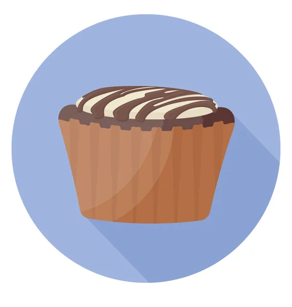Schokoladen Cupcake Mit Zuckerguss Für Süße Speisen Als Snack — Stockvektor