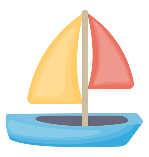 Icona Una Barca Vela Giocattolo Con Una Vela Colorata — Vettoriale Stock