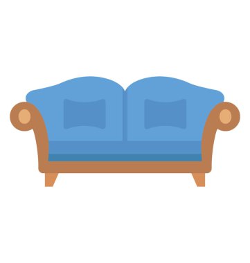 Kanepe, oturma odası mobilya ve düz simgesi tasarım 