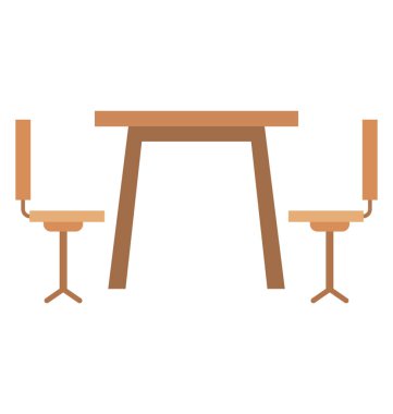 Ahşap yemek masası ile iki sandalye mobilya yemek için bir simgeyi gösterme