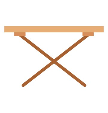 Ahşap katlanır masa düz simgesi yan görünüm 