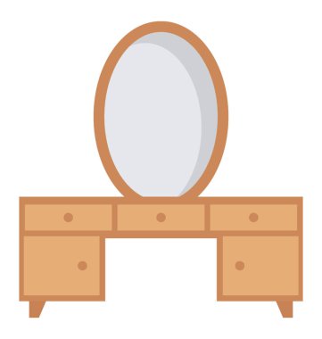 Açık çekmece ve ayna vanity tablo simgesini portresi 