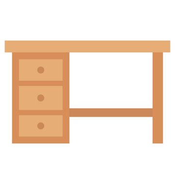 Resepsiyon çekmeceli çalışma için yazı masası için düz simgesi 