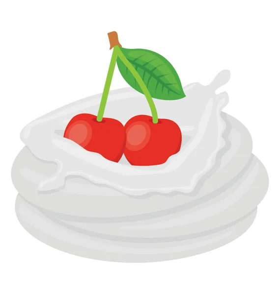 Salsa Cereza Batida Cremosa Utilizada Como Postre — Vector de stock