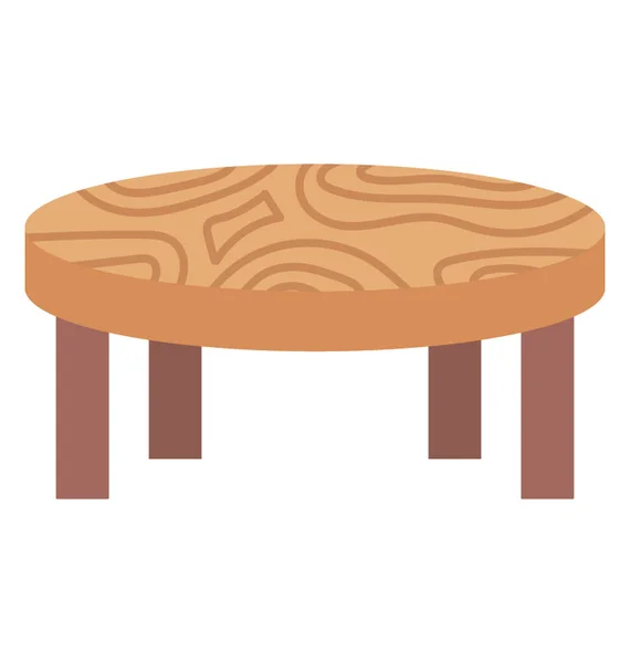 Table Basse Ronde Avec Pieds Bois Sur Fond Blanc — Image vectorielle