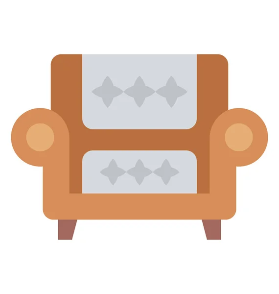 Flat Icon Design Sofa Living Room Furniture — Stock Vector
