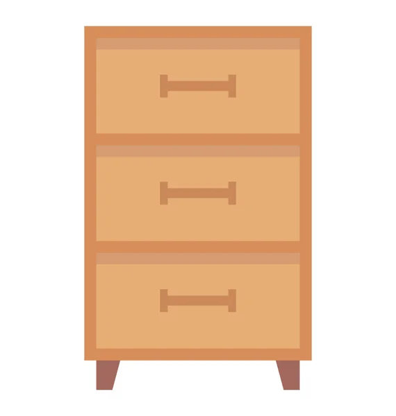 Pictogram Vector Voor Houten Commode Met Dozen — Stockvector