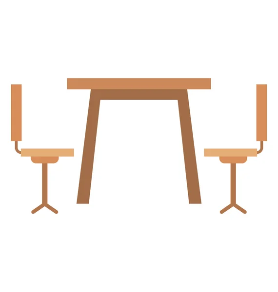 Houten Eettafel Met Twee Stoelen Weergeven Pictogram Voor Dining Meubelen — Stockvector