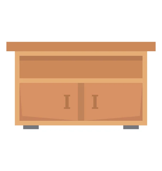 老式风格的木制餐具柜或抽屉的衣柜图标向量 — 图库矢量图片