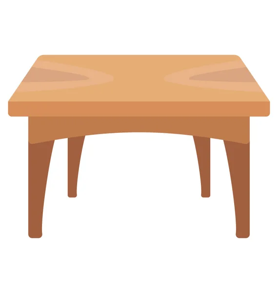 白色背景木腿方形餐桌 — 图库矢量图片