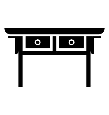 Resepsiyon ile çekmeceler için çalışma, glif simge yazı masası için 