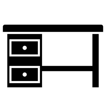 Resepsiyon ile çekmeceler için çalışma, glif simge yazı masası için 