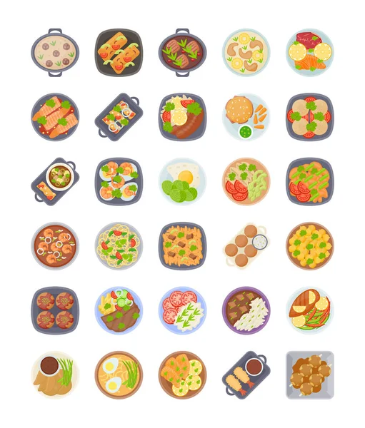 Diner Ideeën Icons Pack — Stockvector