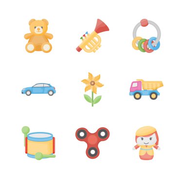 Oyuncaklar çocuklar düz simgeler için 