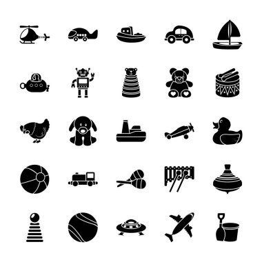 Oyuncaklar glif Icons Set 