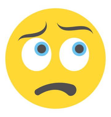 Şaşırmış gibi emoji düz tarzında sunulan