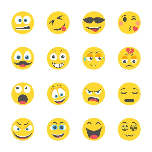 Emoticons Επίπεδες Εικόνες Set — Διανυσματικό Αρχείο