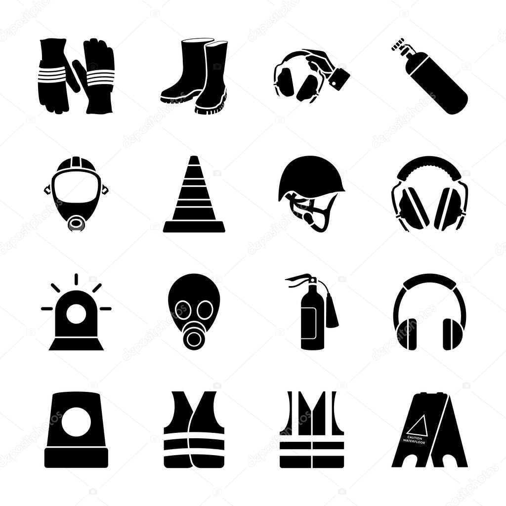 Safety Equipment icons set 