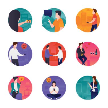 iletişim düz simgeler kümesi