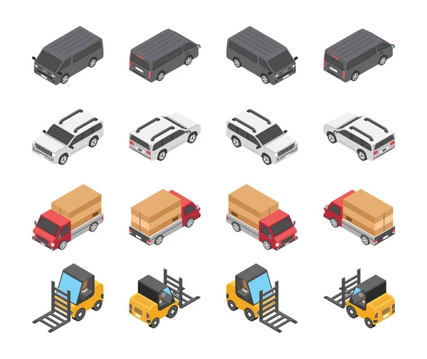 Type Vehicles Icon Set — Stock Vector