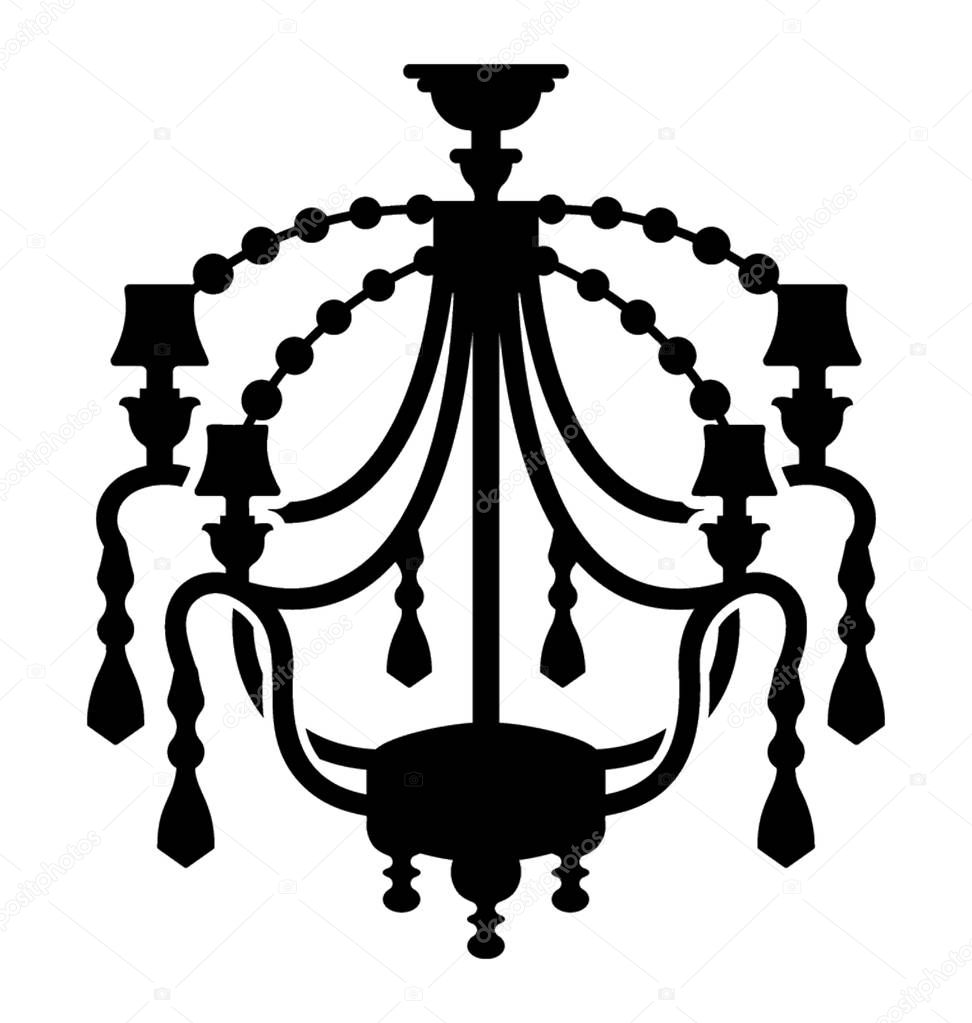 Hanging crystal chandelier icon