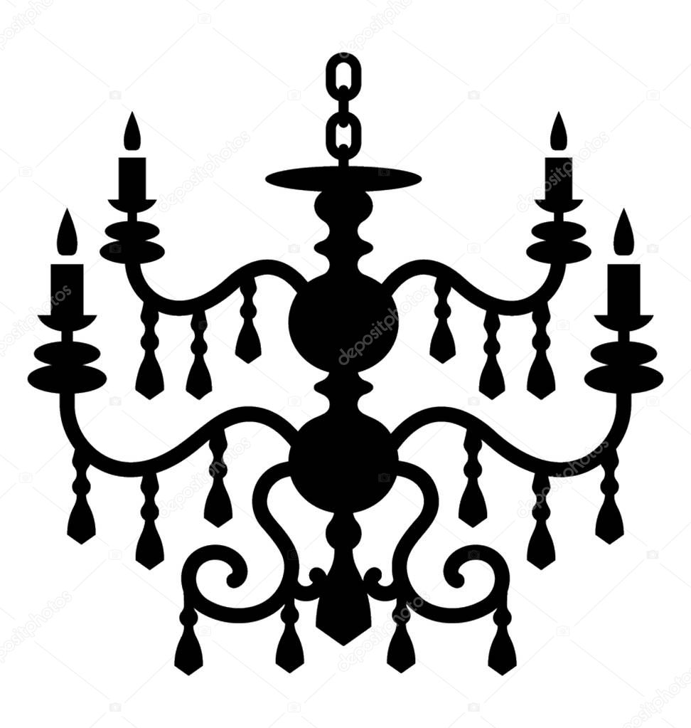 Solid icon design of chandelier