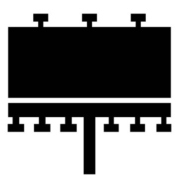 Marka için bir billboard simgesi kullanılan bir stand kurulu