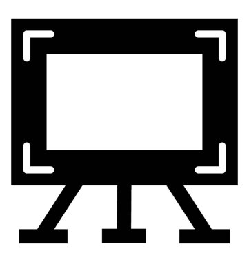 Beyaz tahta üzerinde stand simgesi