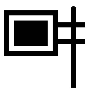 Marka için bir billboard simgesi kullanılan bir stand kurulu